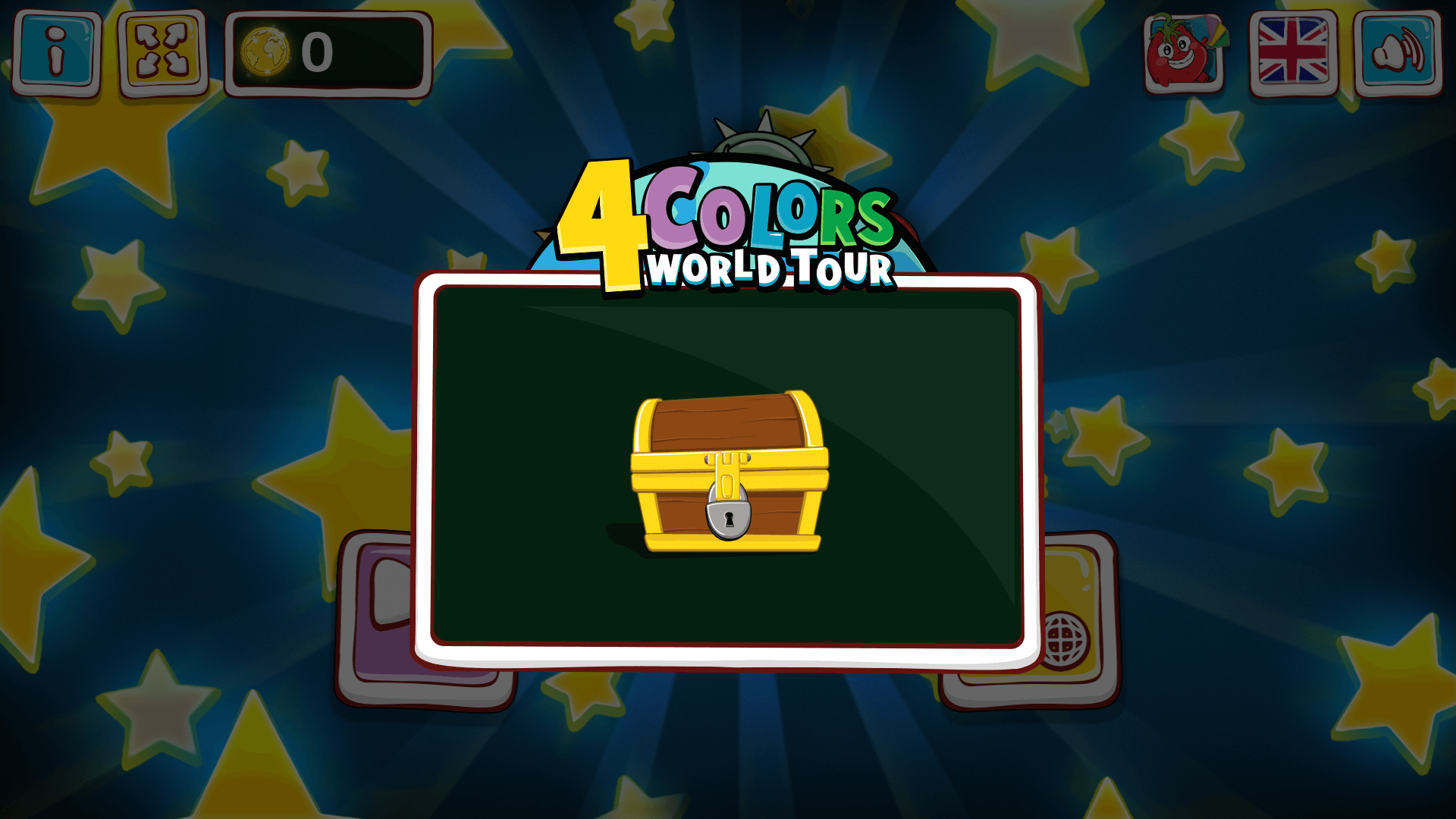 4 Colors World Tour gameplay showing colorful cards and a global travel-themed board