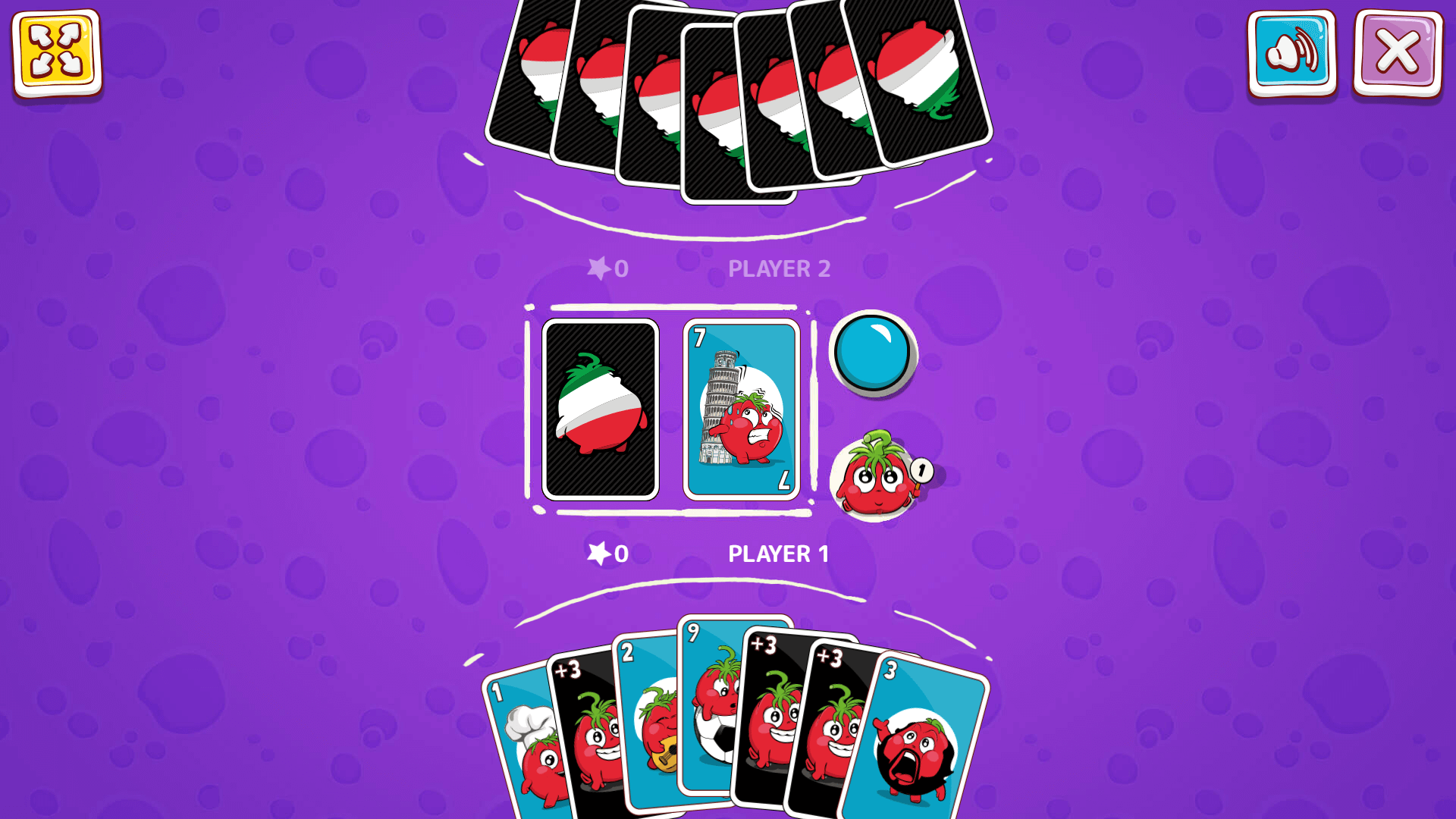 Matching a blue number card on the discard pile in 4 Colors World Tour
