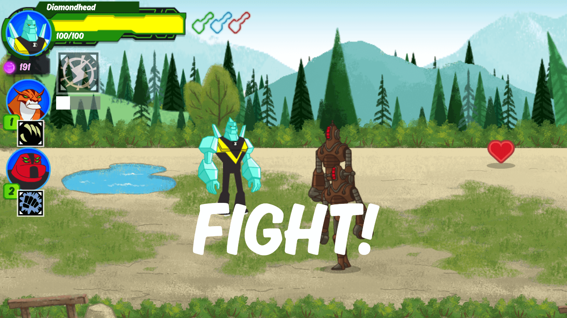 Ben 10 unleashing a powerful alien special attack in Omnitrix Shadow game