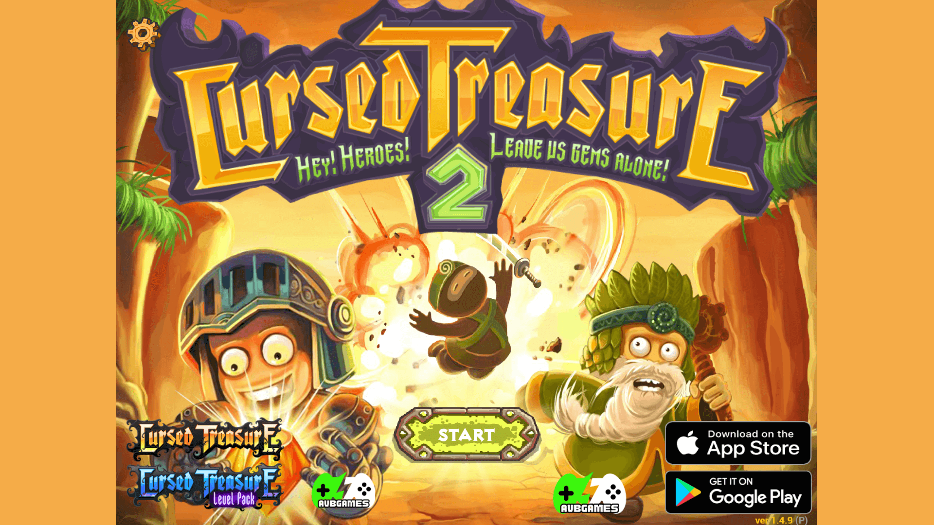 Gameplay screen showing tower placement to defend gems in Cursed Treasure 2