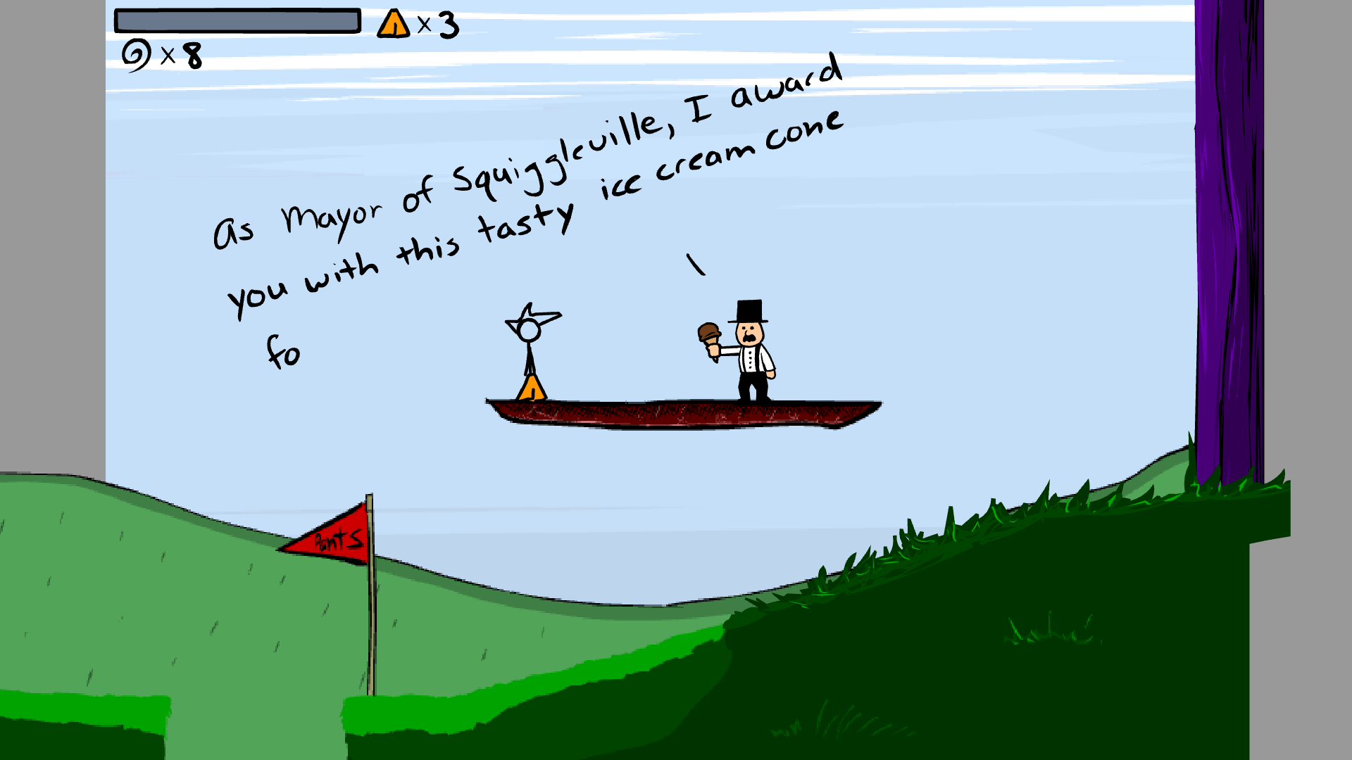 Gameplay showing underwater cave exploration in Fancy Pants Adventure 2