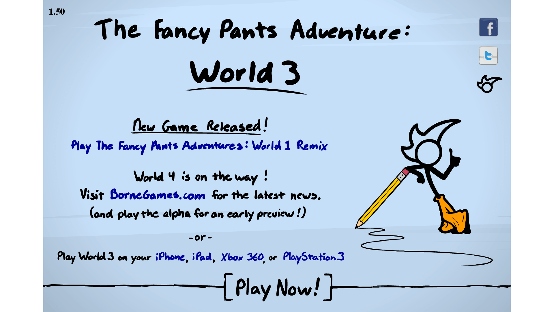 Fancy Pants stickman running and jumping through a colorful forest level