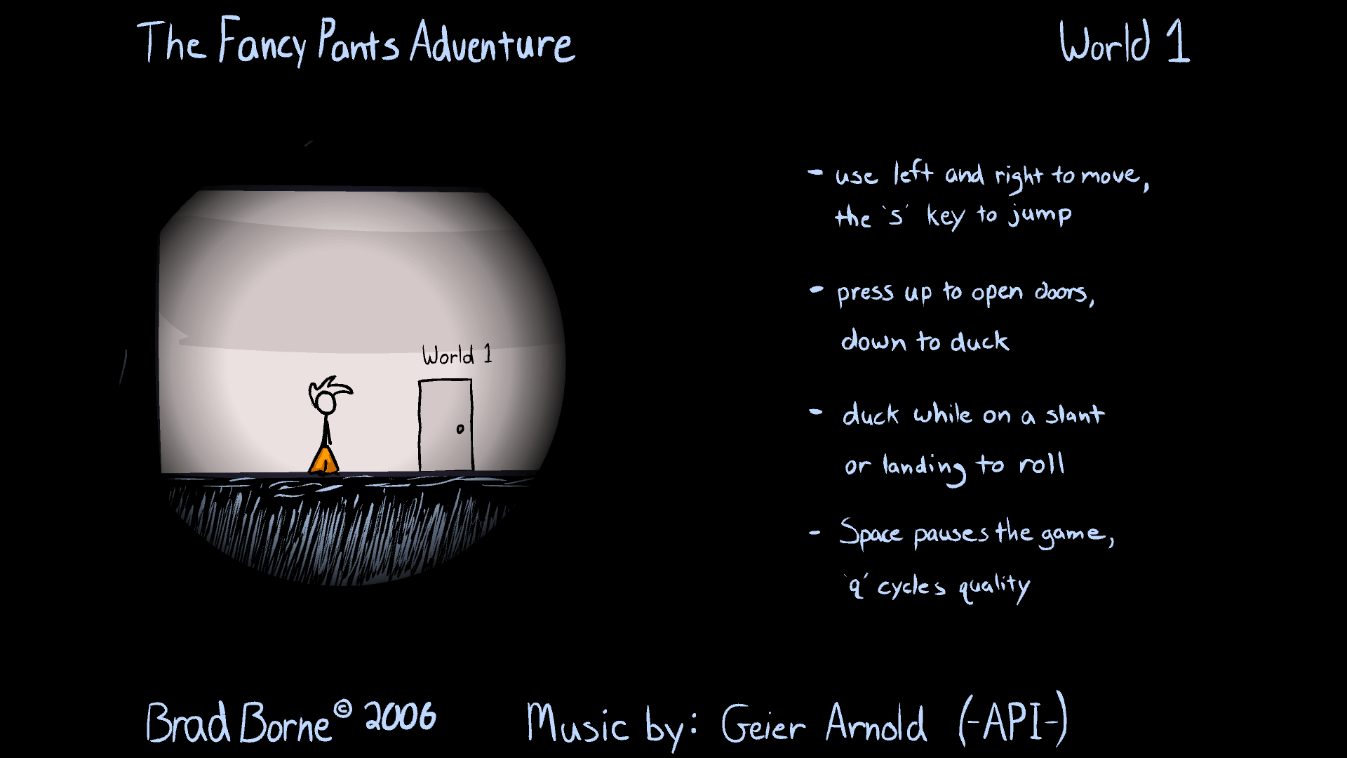 Stickman running through a colorful platform level in Fancy Pants Adventure