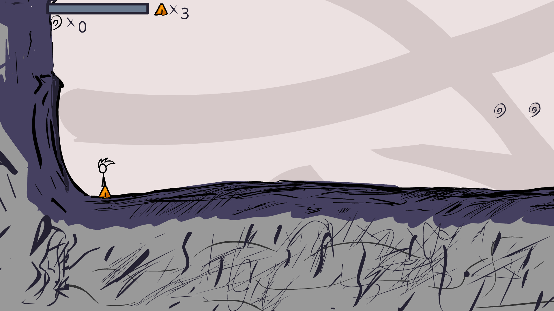 Sliding down slopes in a fast-paced level of Fancy Pants Adventure