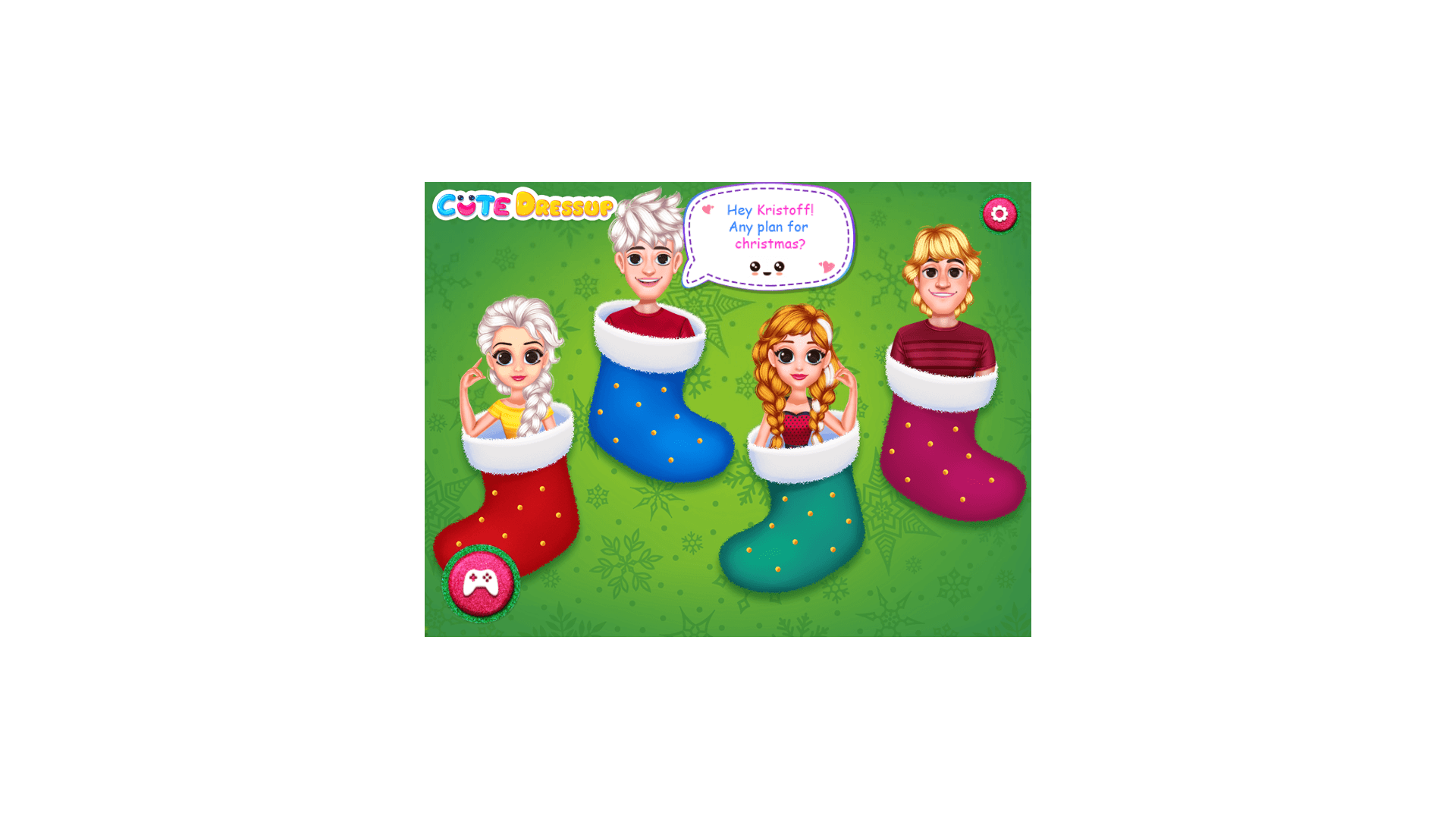 Makeup selection screen with holiday-themed cosmetics for princesses