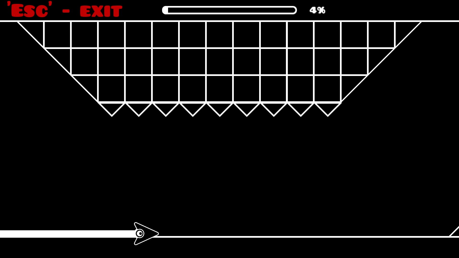 Player navigating a complex Geometry Dash level filled with platforms, traps, and pulsing lights synced to music