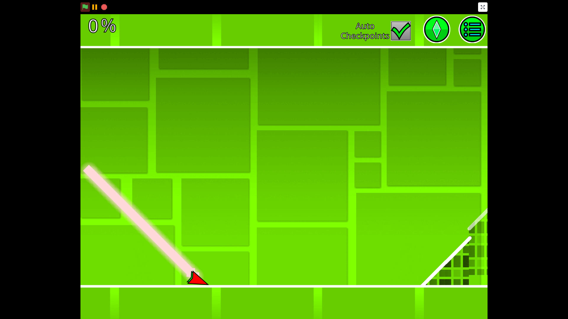 Visual showing the diagonal zigzag path of the wave in Geometry Dash Wave