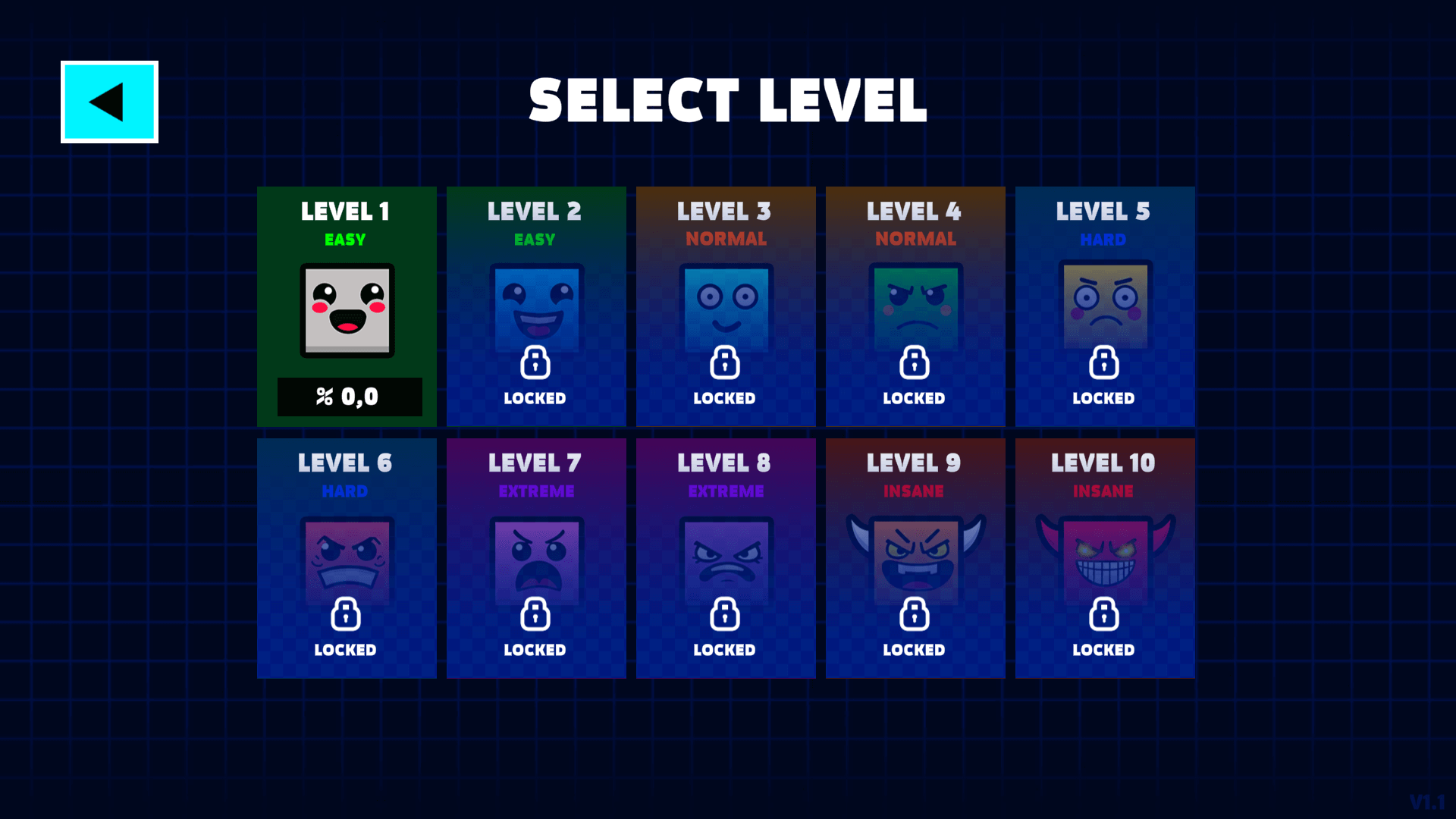Geometry Vibes Classic Mode with increasing difficulty levels