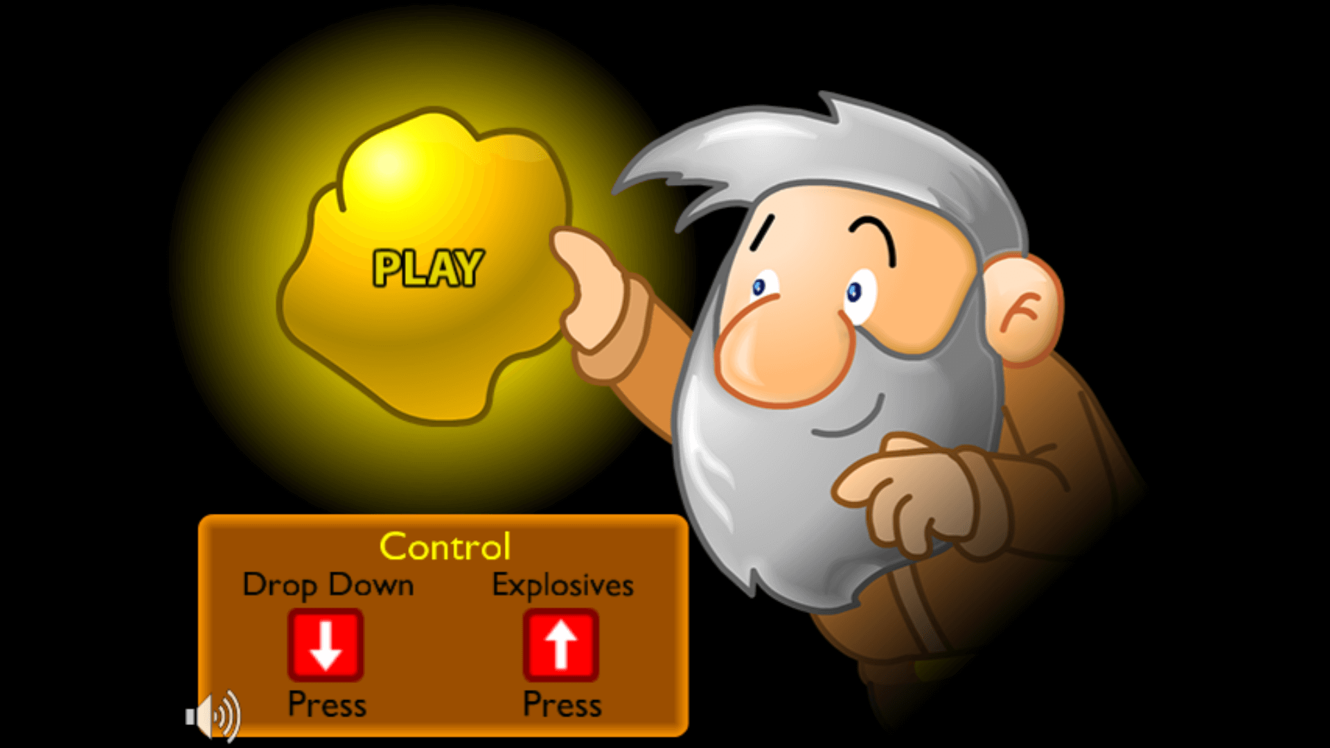 Gold Miner gameplay showing the claw grabbing a gold nugget with timer and money goal visible