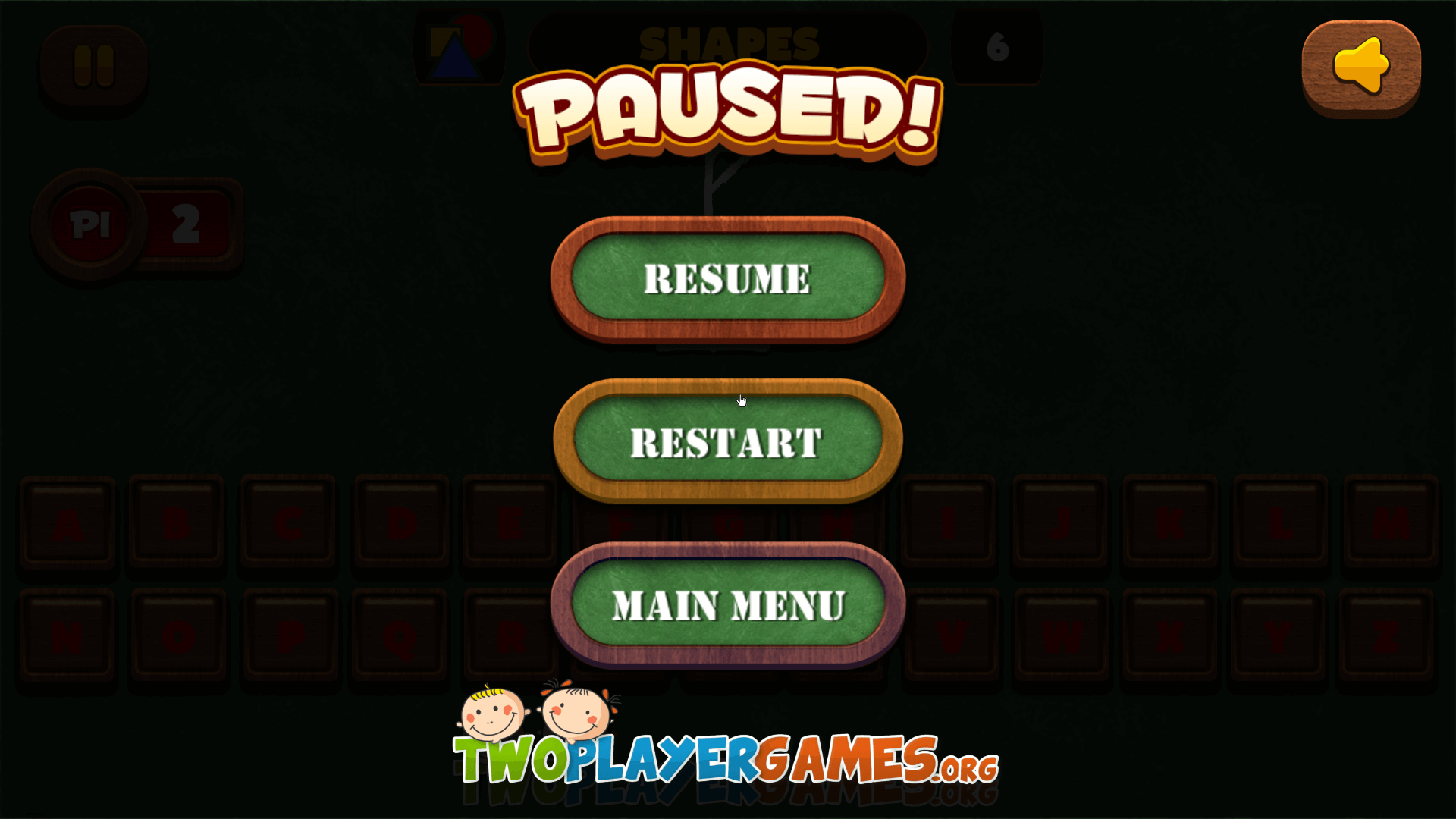 Hangman game interface with blank letter spaces and gallows