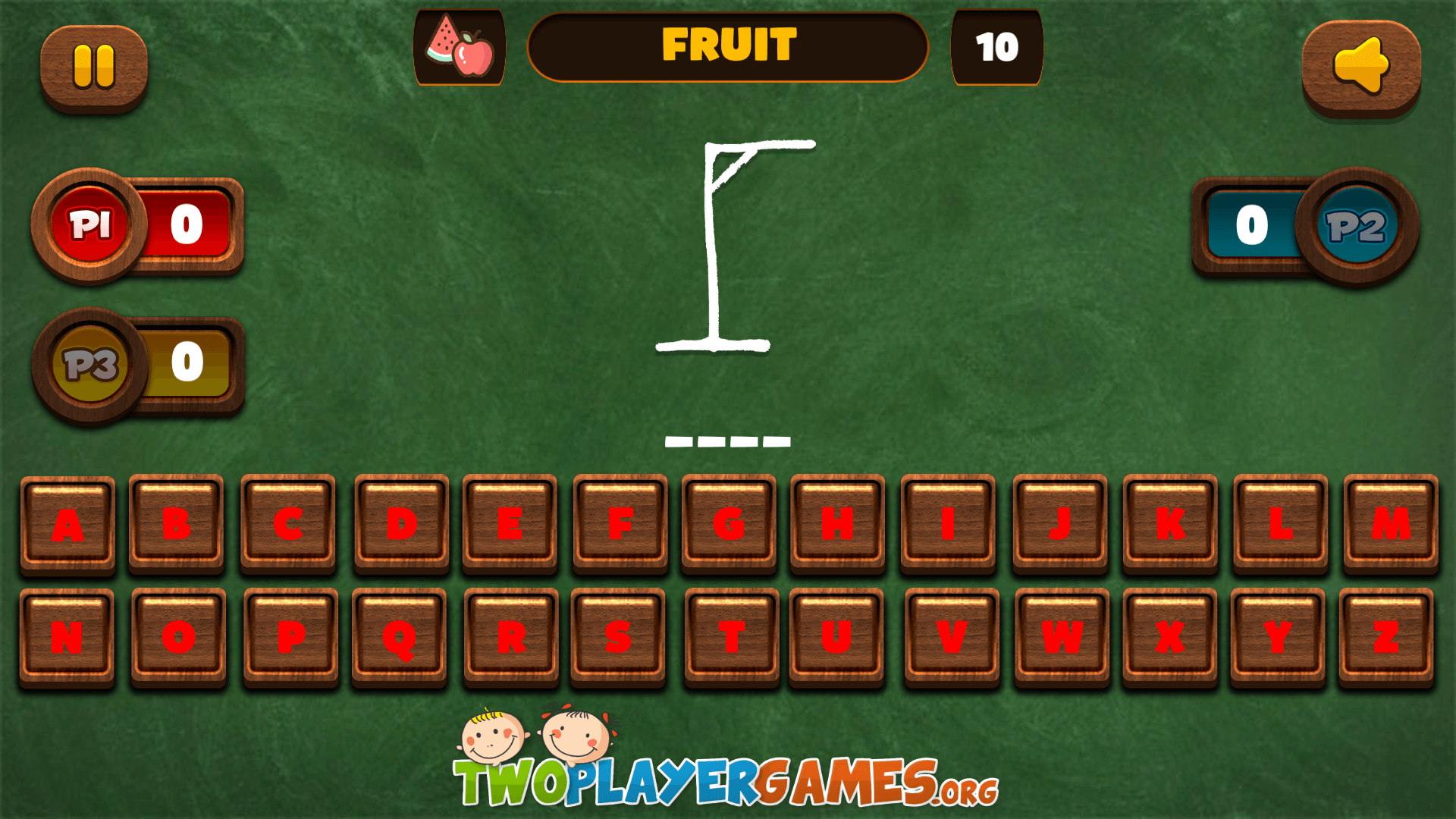 Colorful Hangman game categories screen with word topics