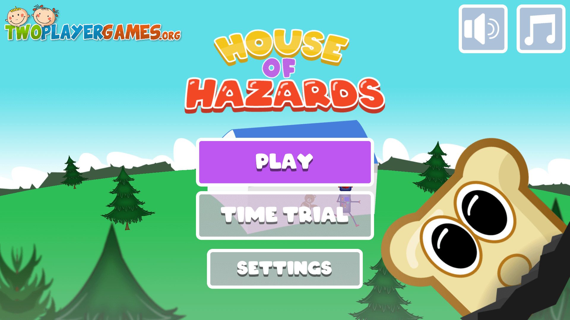 Players dodging swinging kitchen traps in House of Hazards