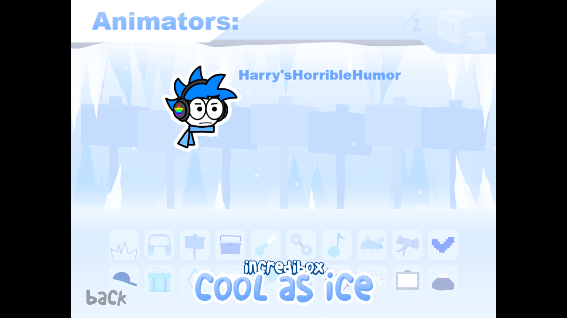 Chill and relaxing winter music scene in Incredibox Cool As Ice, with frosty visuals and stylish characters combining to make a custom track