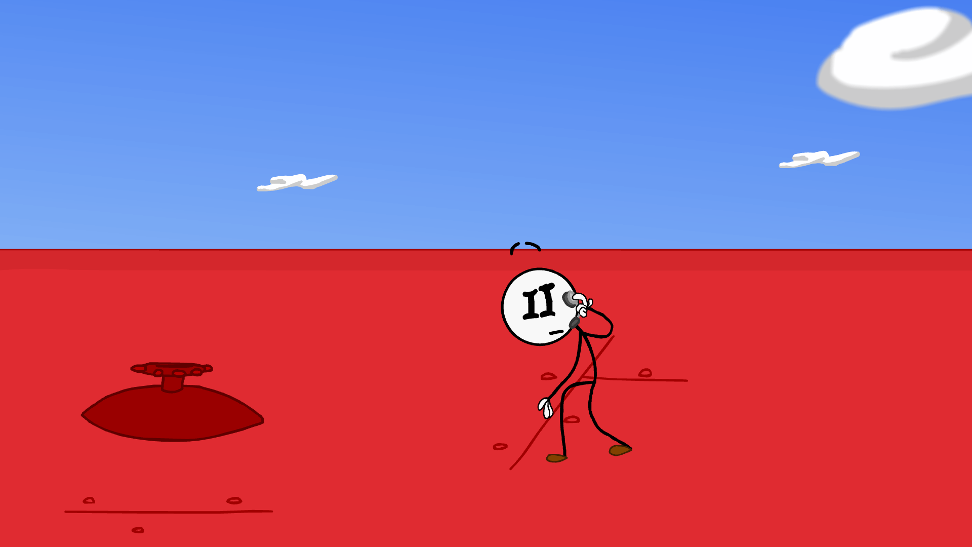 Henry aiming cannonball at enemy airship door