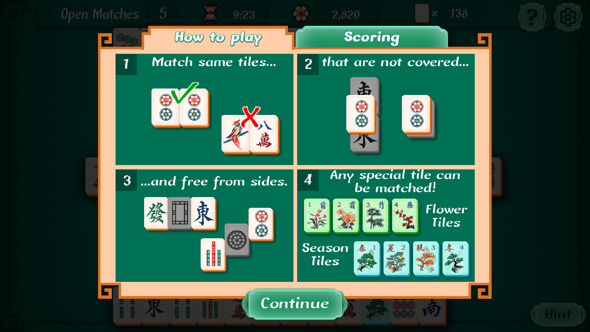 Player matching identical tiles in Mahjongg Solitaire