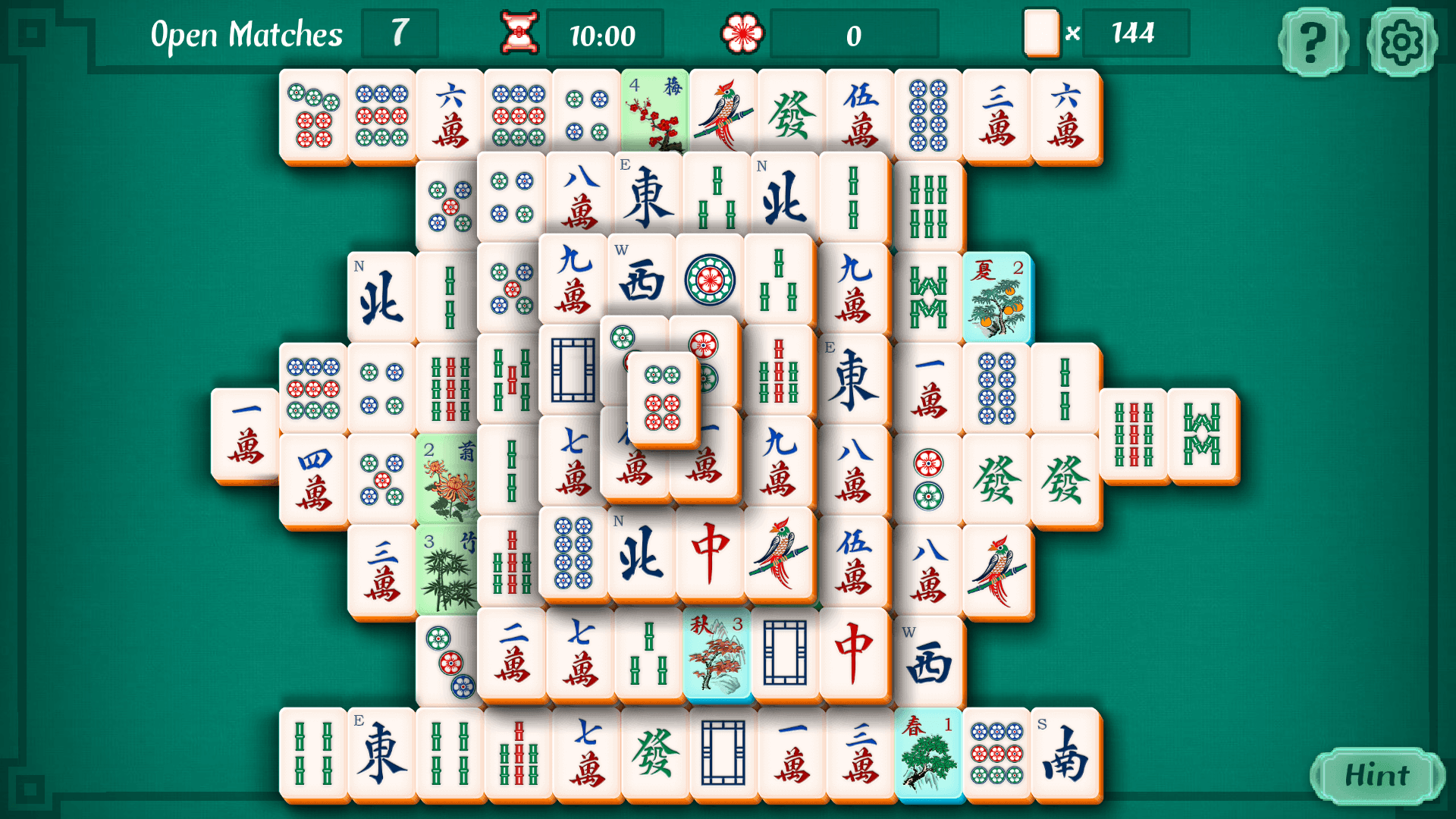 Winning screen after clearing all tiles in Mahjongg Solitaire
