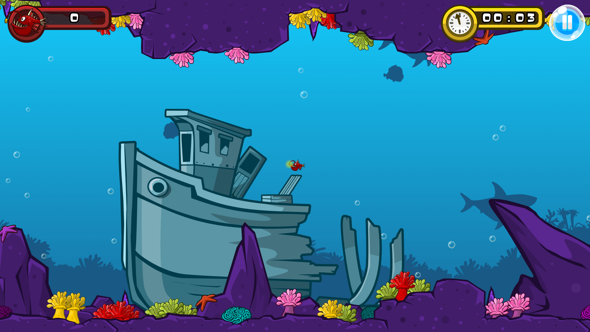 Player's fish growing in size after consuming smaller fish in Fish Eat Fish