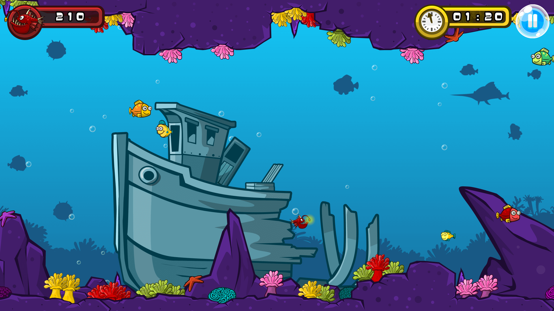 Colorful underwater scene with diverse fish swimming in Fish Eat Fish game