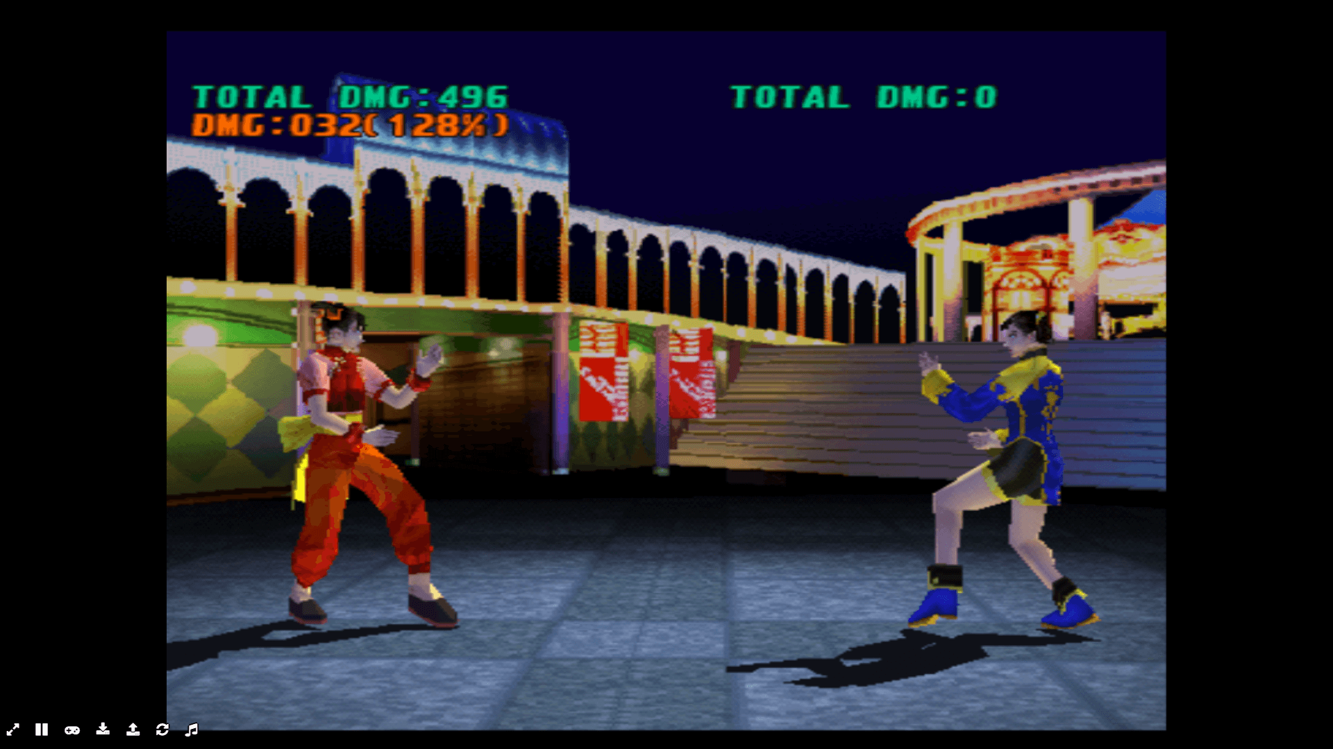 Tekken 3 character selection screen featuring classic fighters like Jin, Hwoarang, and King