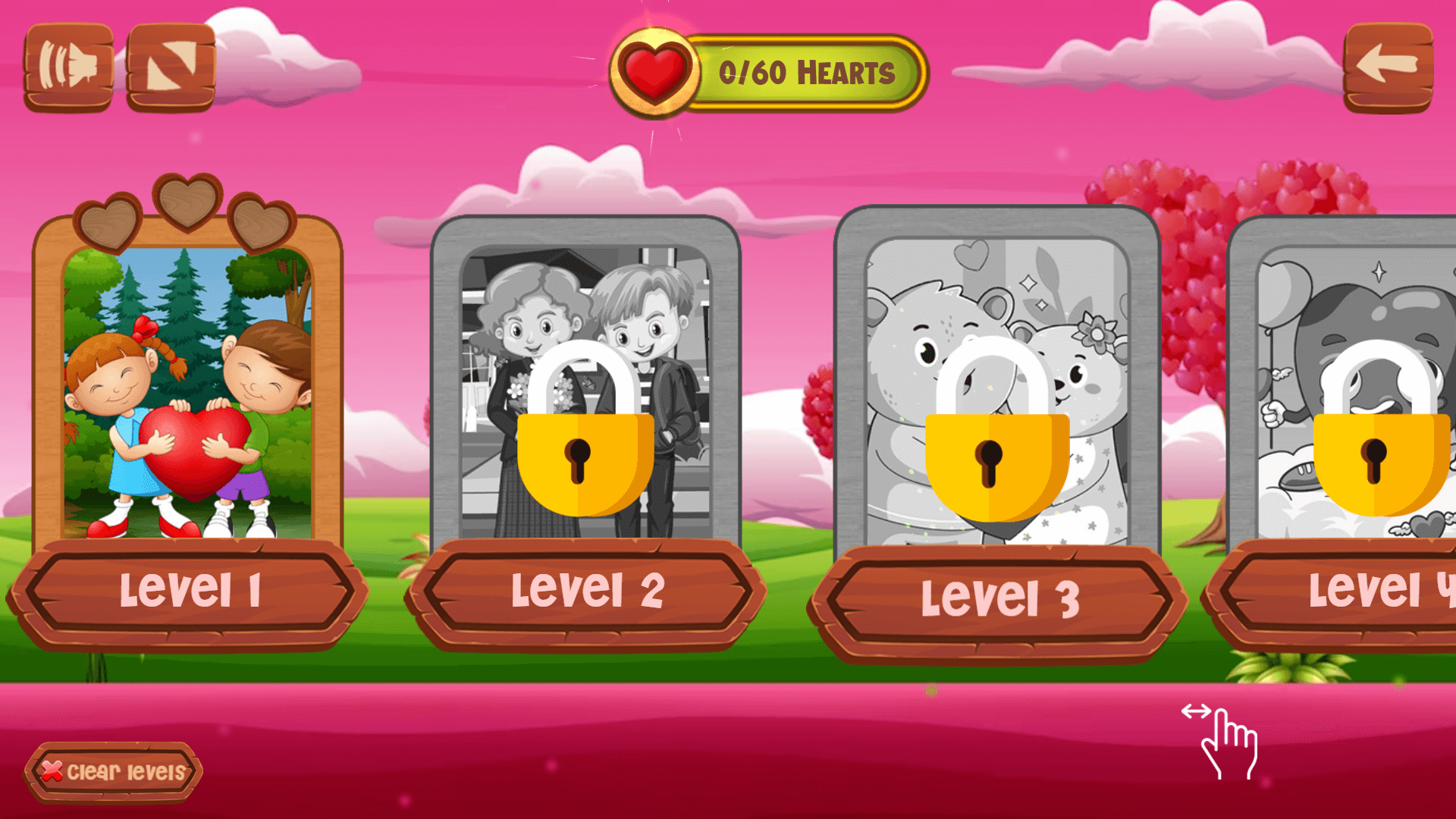 Player finding and clicking differences in a Valentine's Day puzzle