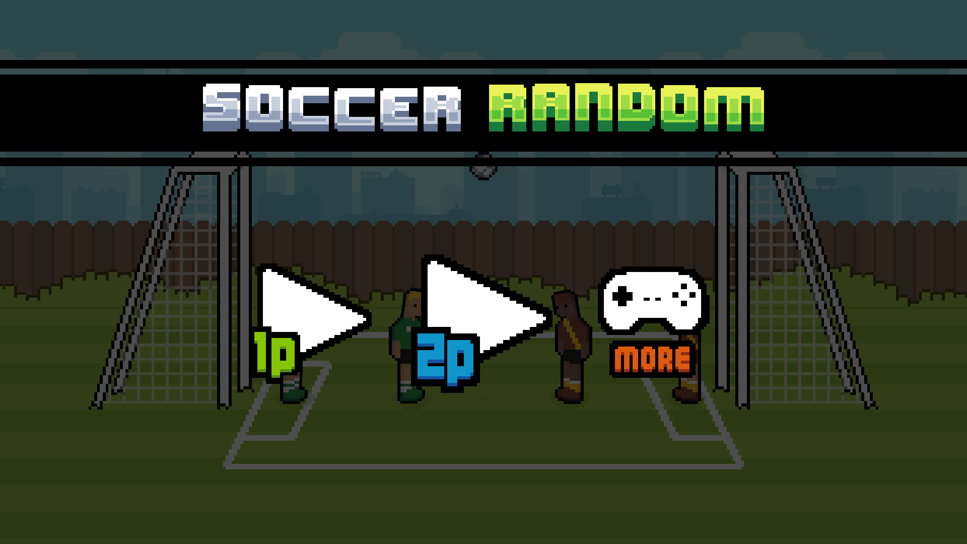 Two players in a funny soccer match on a snowy field in Soccer Random