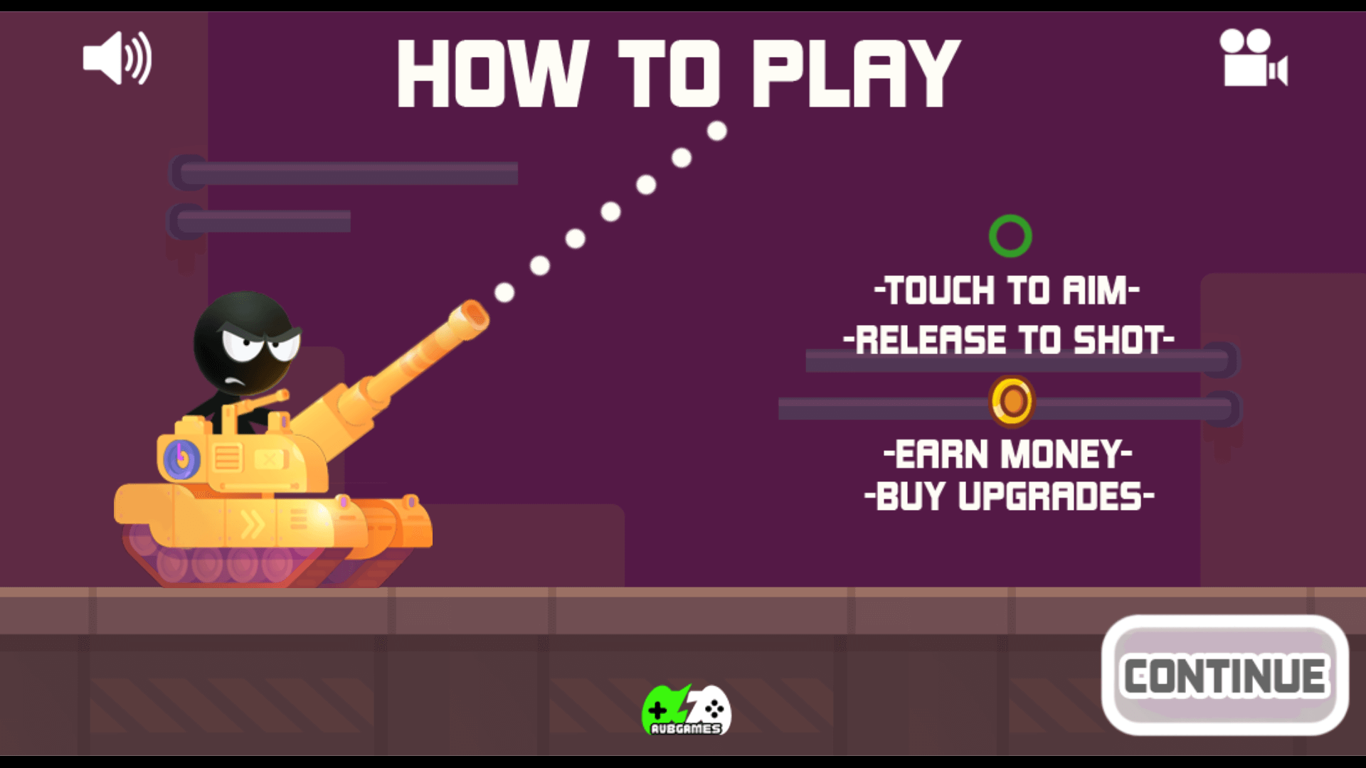 Player firing a shot from a small tank in Stick Tank Wars
