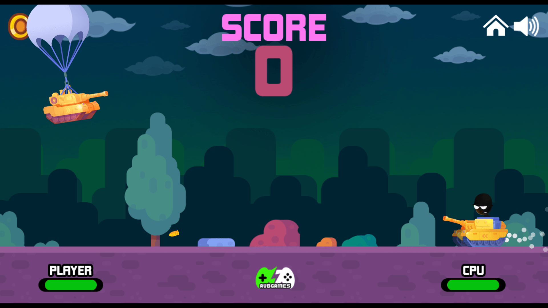 Gameplay scene showing tank explosion in Stick Tank Wars