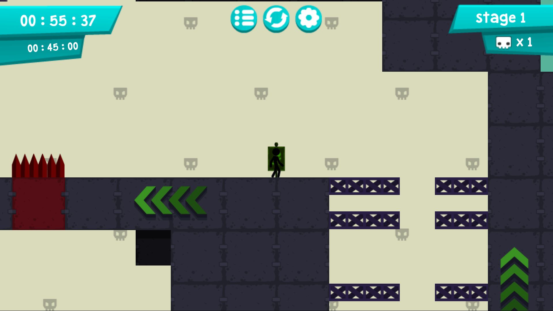 Unstable platforms collapsing beneath a running stickman