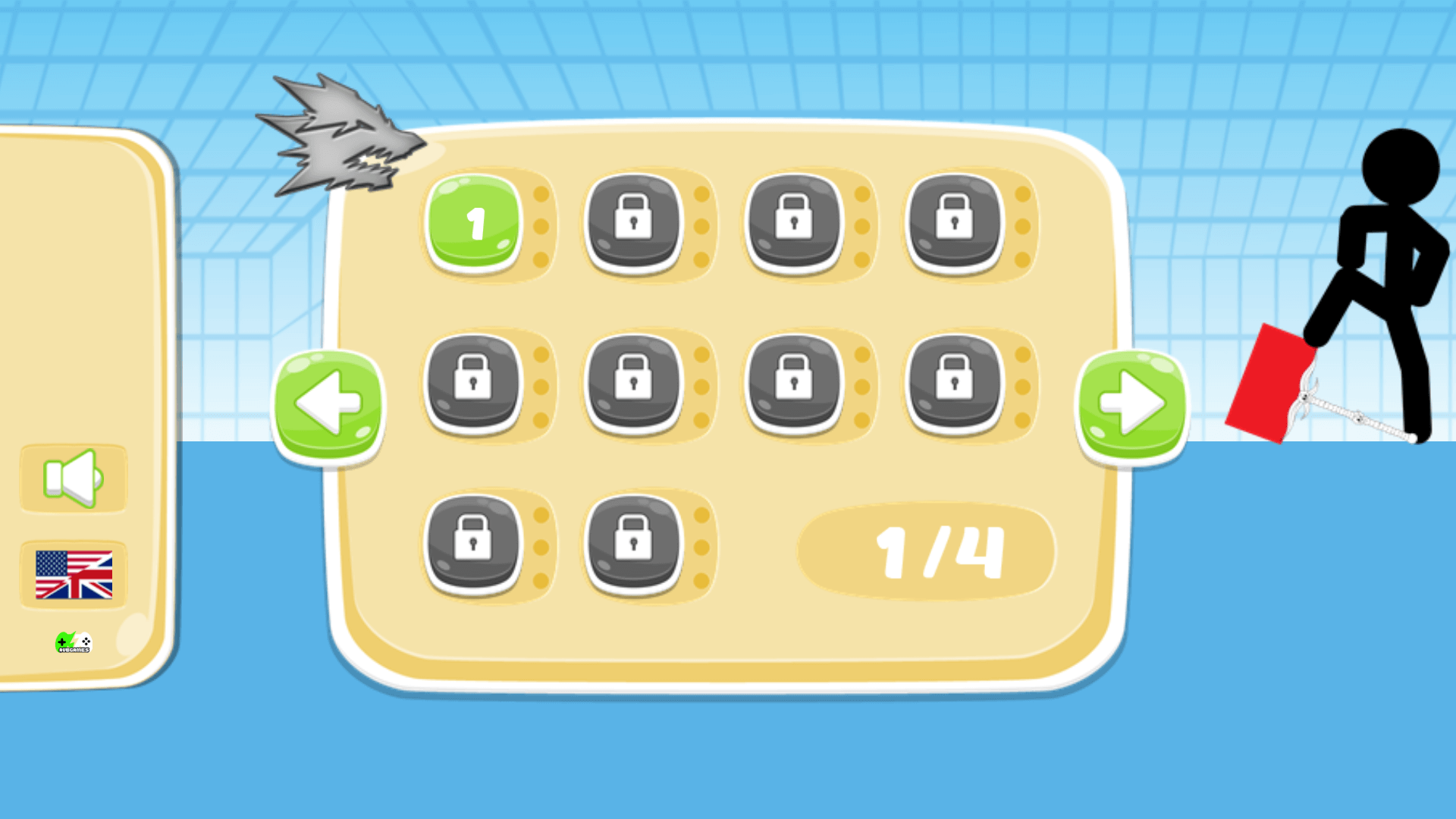 Player attacking enemy stickmen using left and right arrow keys