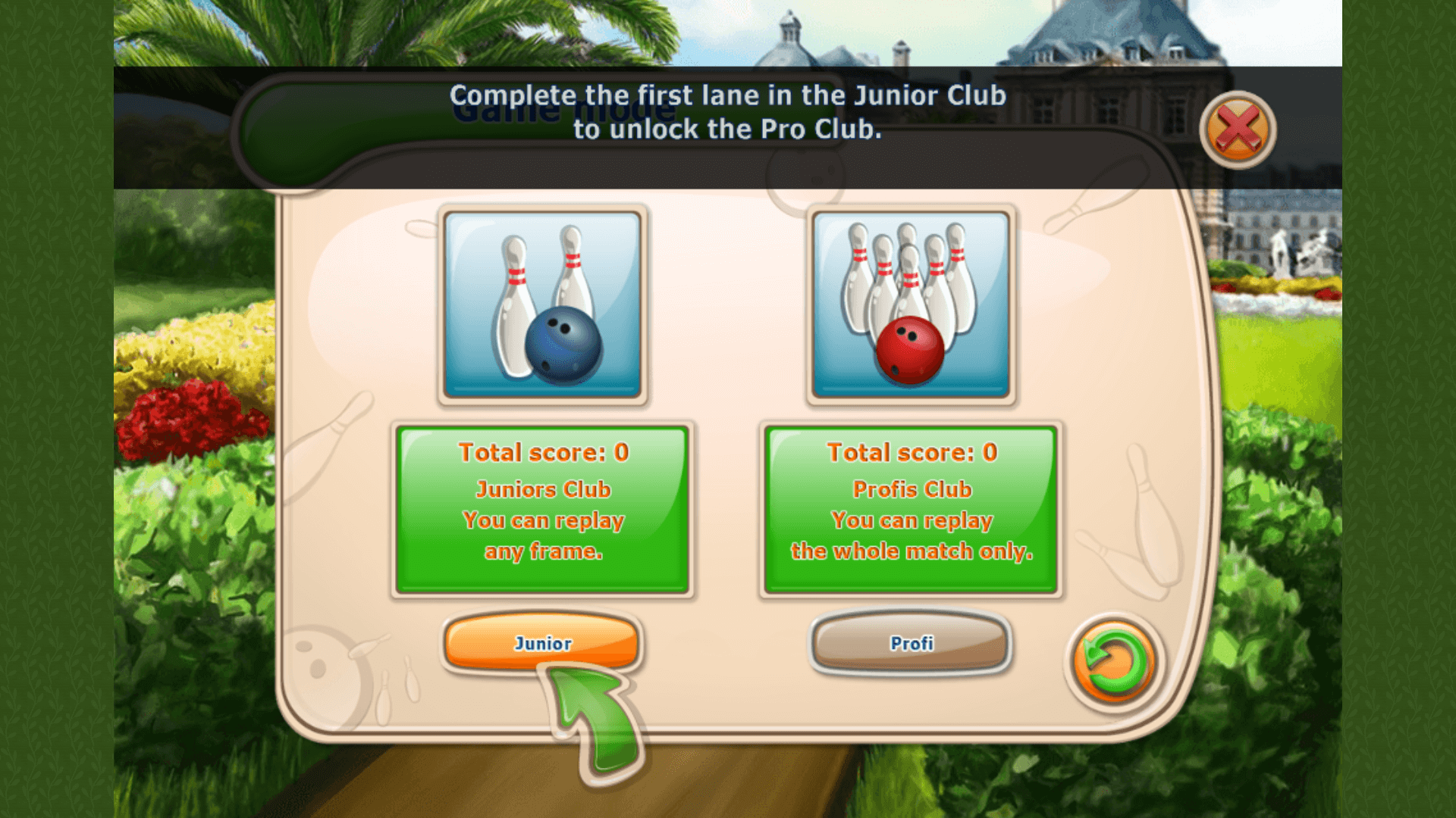 Card game set in a hotel bowling alley environment in Strike Solitaire