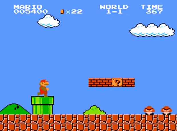 Mario dodging Goombas and Koopa Troopas in a custom level in Super Mario Bros Online