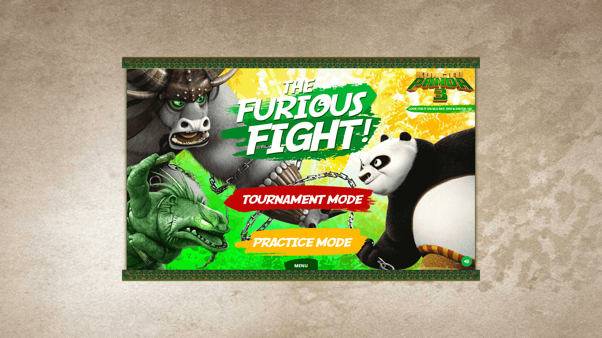 Cartoon kung fu characters battling in The Furious Fight game