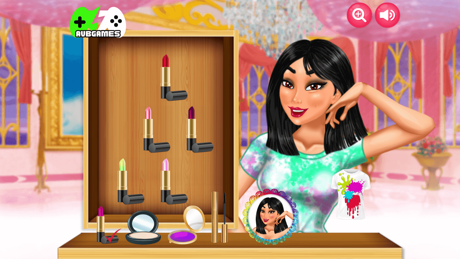 Final dress-up look of a princess with colorful fashion and hairstyle