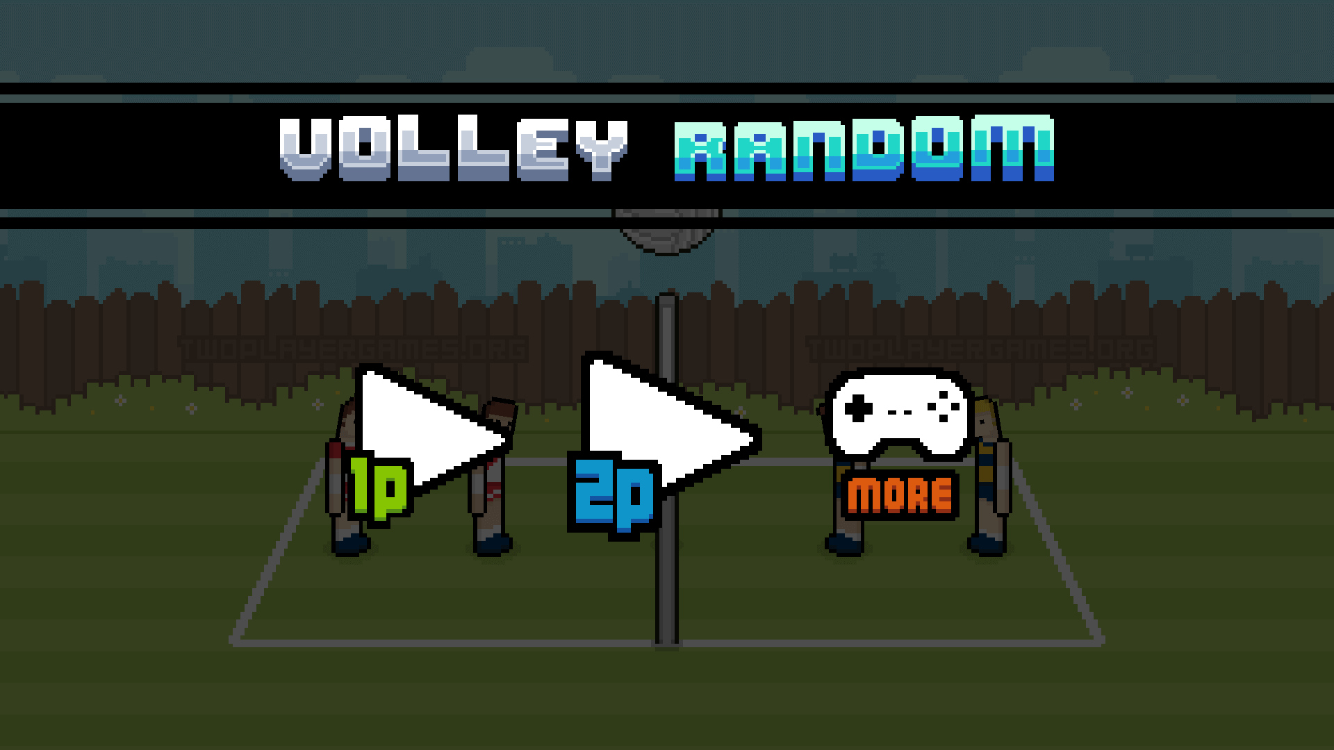 Funny volleyball match in Volley Random with two pixelated players
