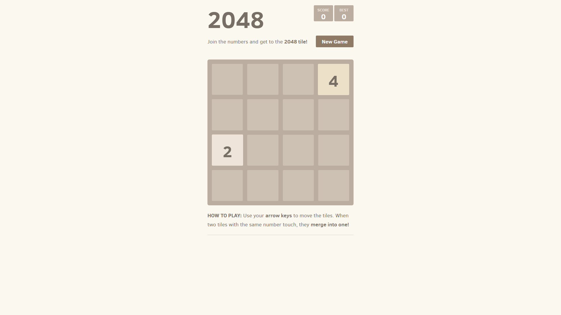Player merging number tiles to reach 2048 in puzzle game2