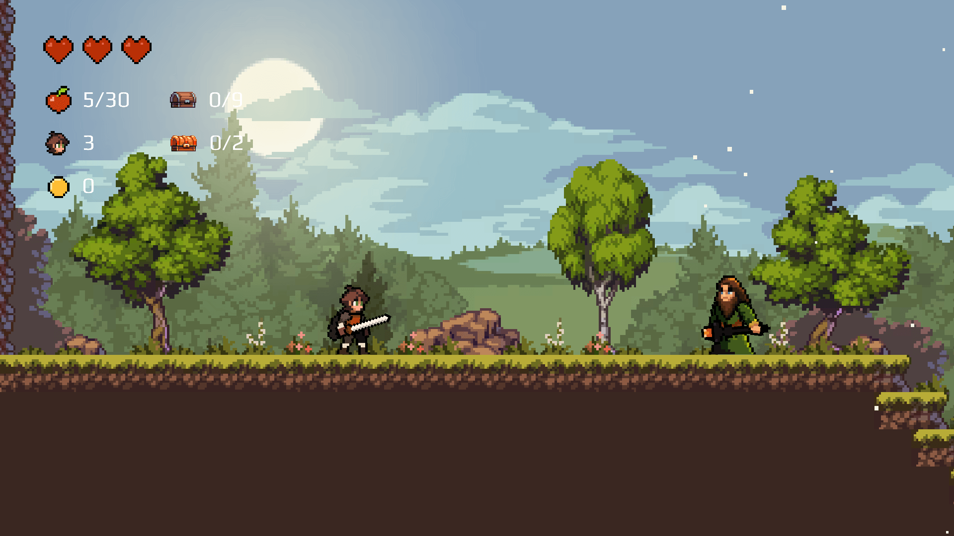 Apple Knight character exploring a handcrafted adventure level