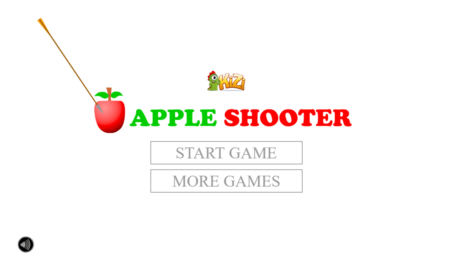 Archer aiming a bow at an apple on a friend's head in Apple Shooter game