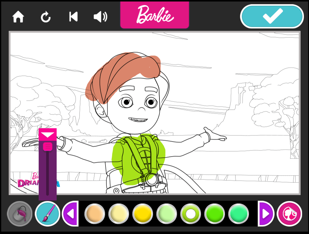 Barbie Dreamtopia coloring page with vibrant color options
