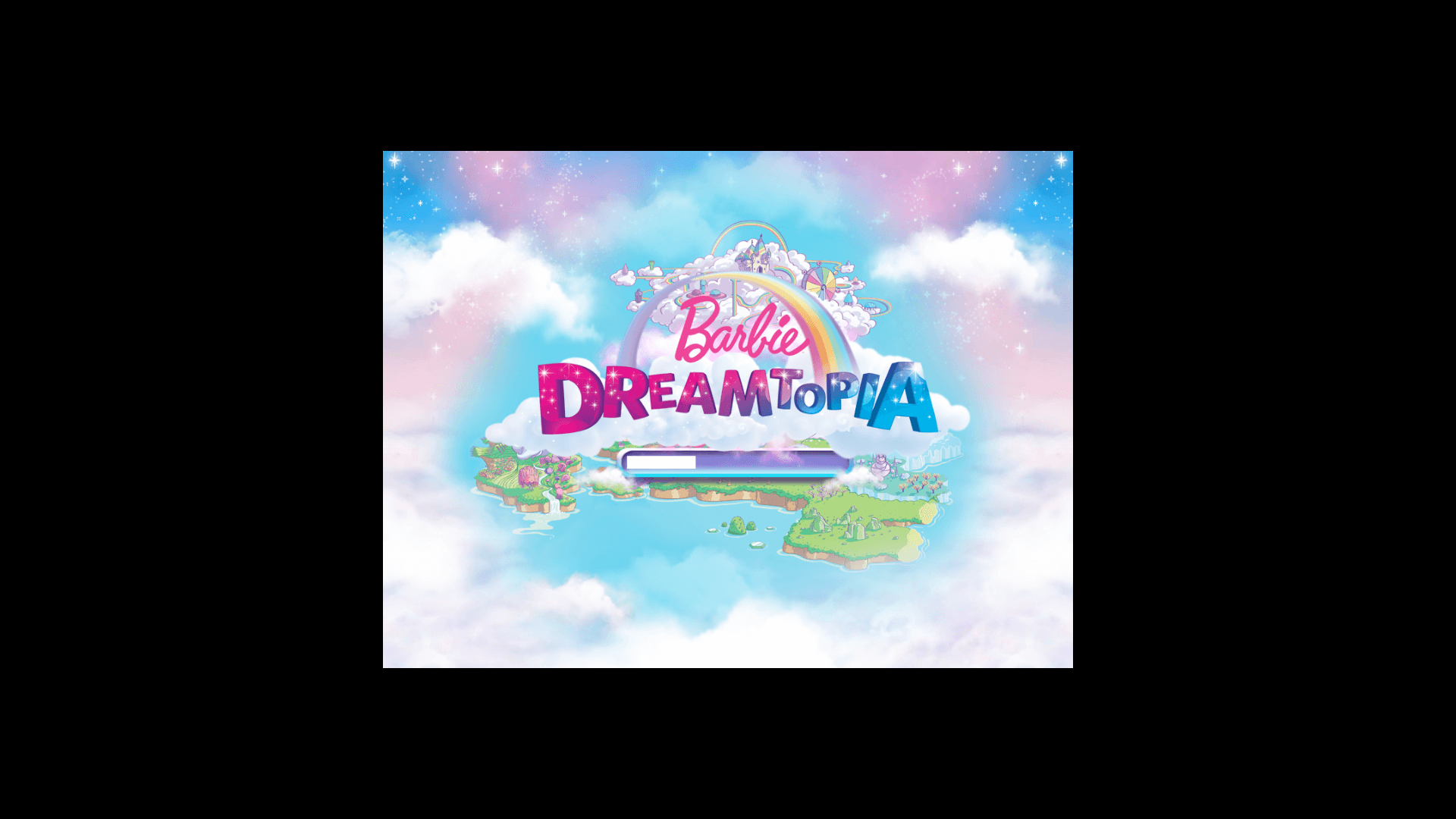 Puzzle screen with colorful shapes and Dreamtopia background