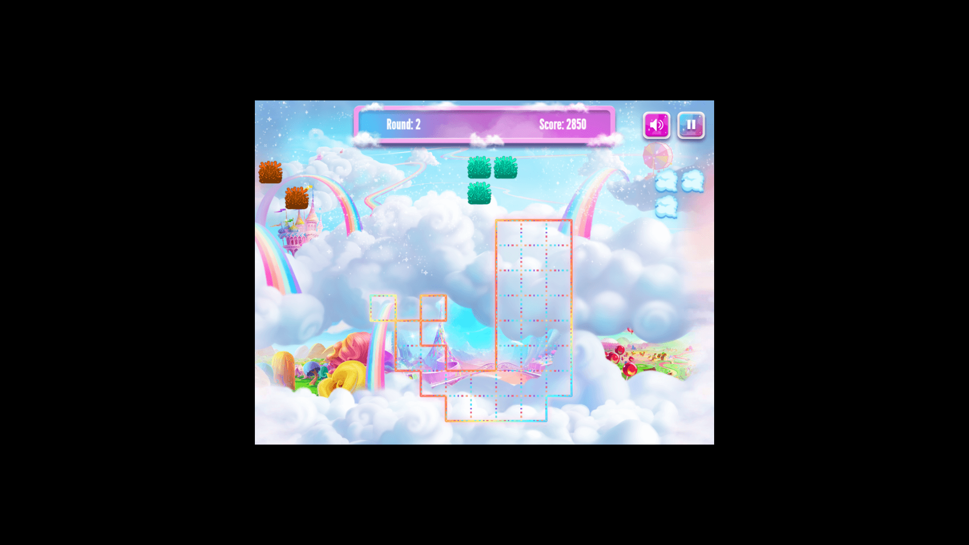 Barbie collecting floating colored blocks in Rainbow Cove