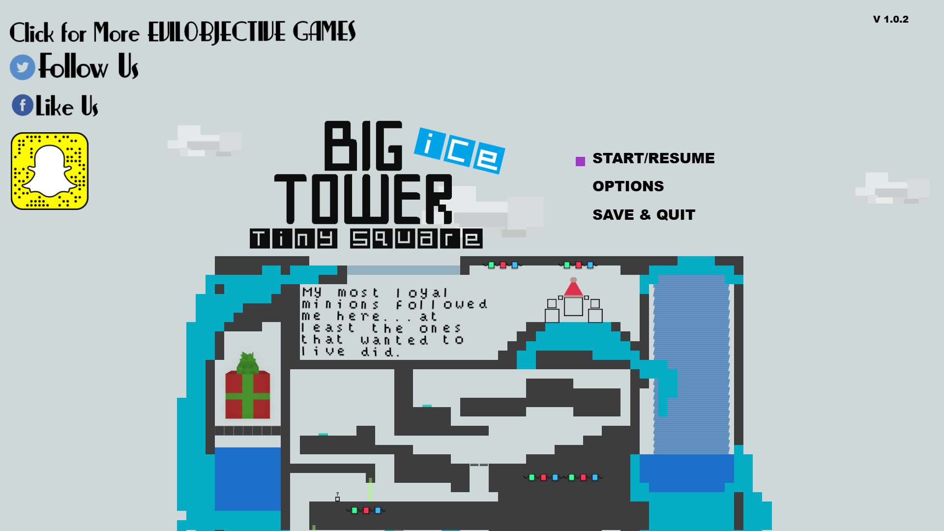 Big Ice Tower Tiny Square platformer gameplay with icy tower levels