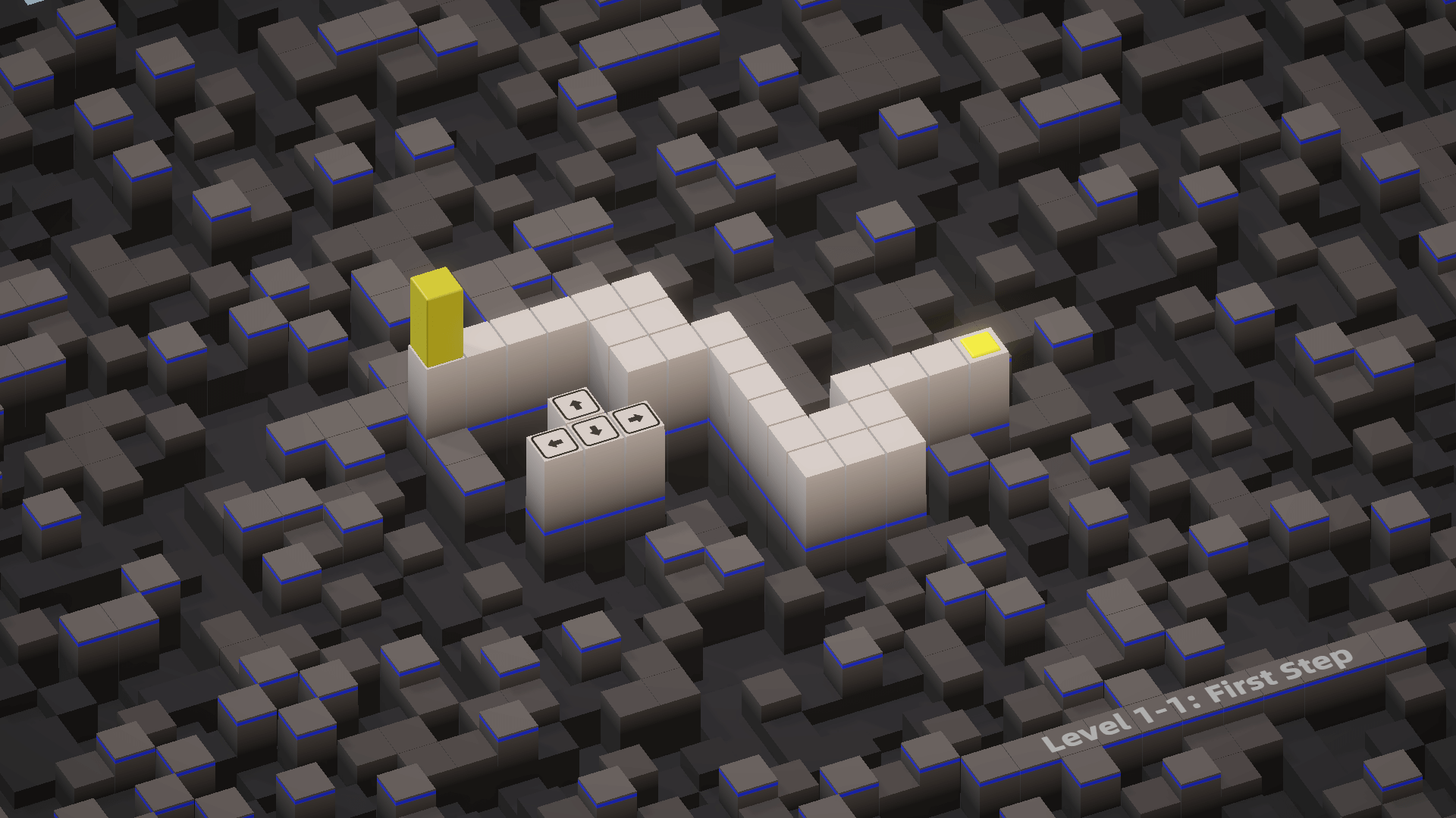 Completed Bloxpath puzzle with the block fitting perfectly into the destination slot"