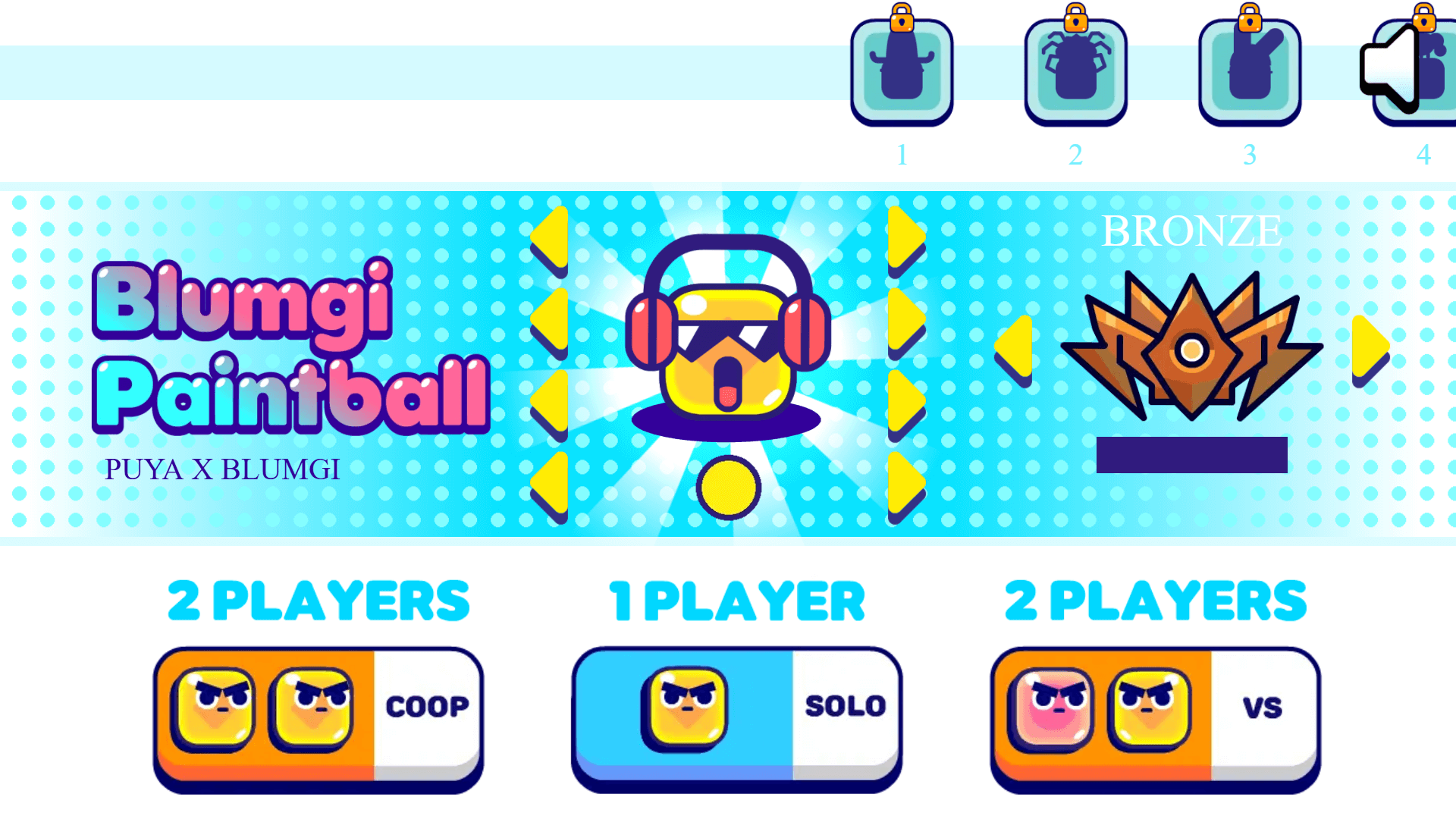 Players collecting power-ups like bombs in Blumgi Paintball game