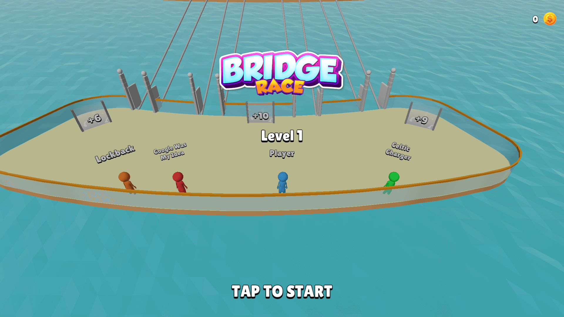 Character collecting colored blocks in Bridge Race