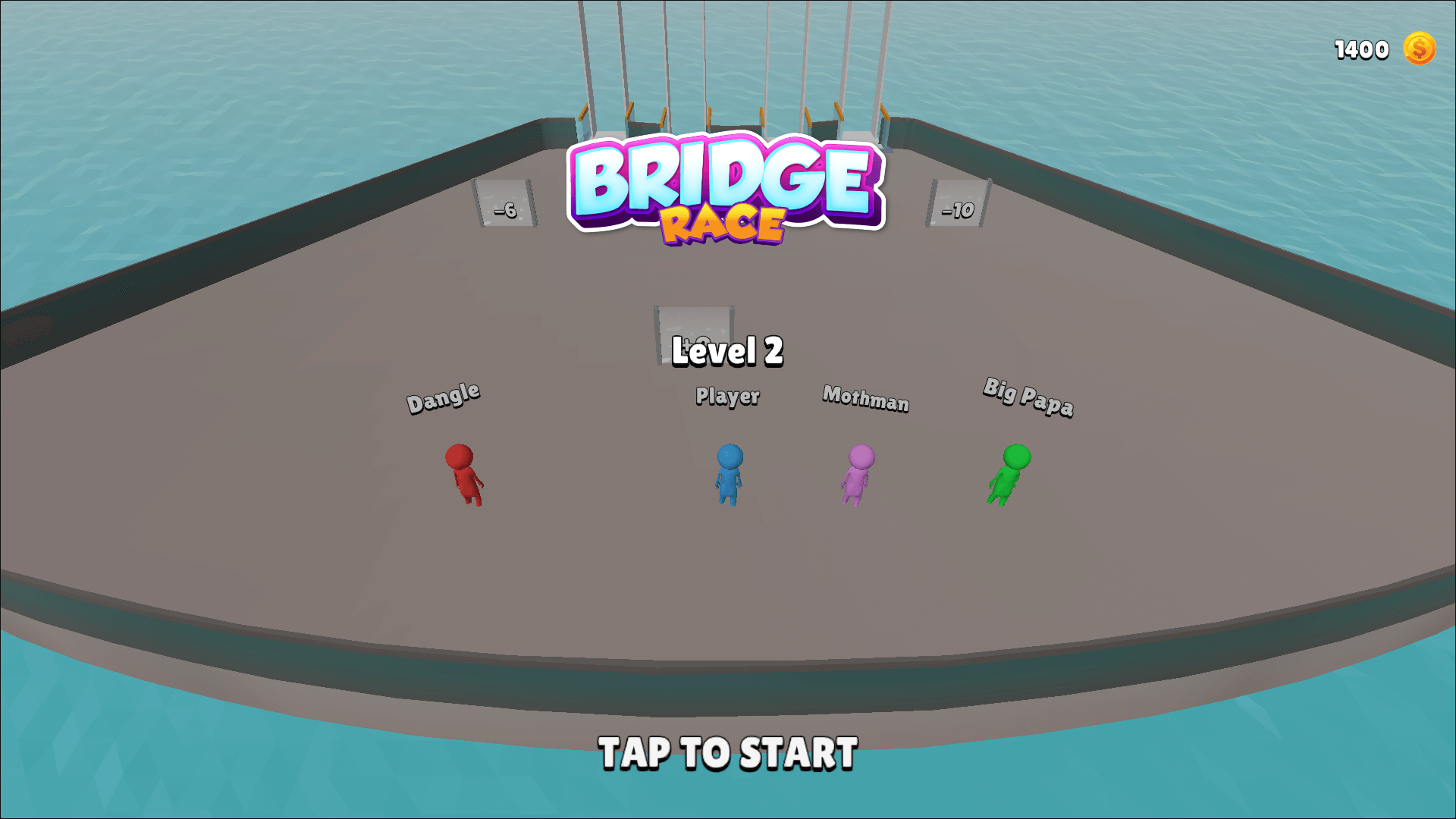 Player racing to finish line while building a bridge