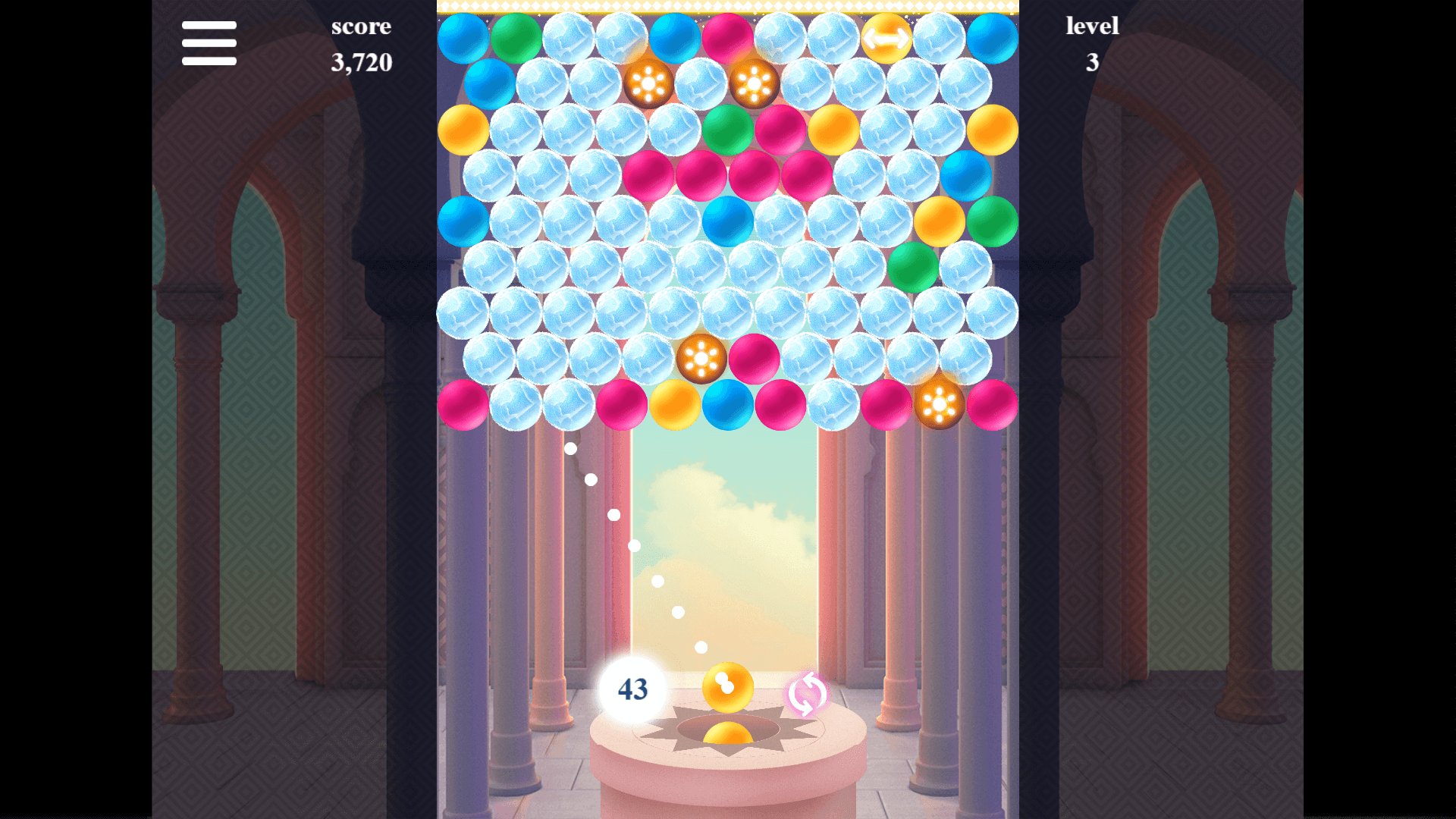 Colorful bubble board in Bubble Shooter by Arkadium