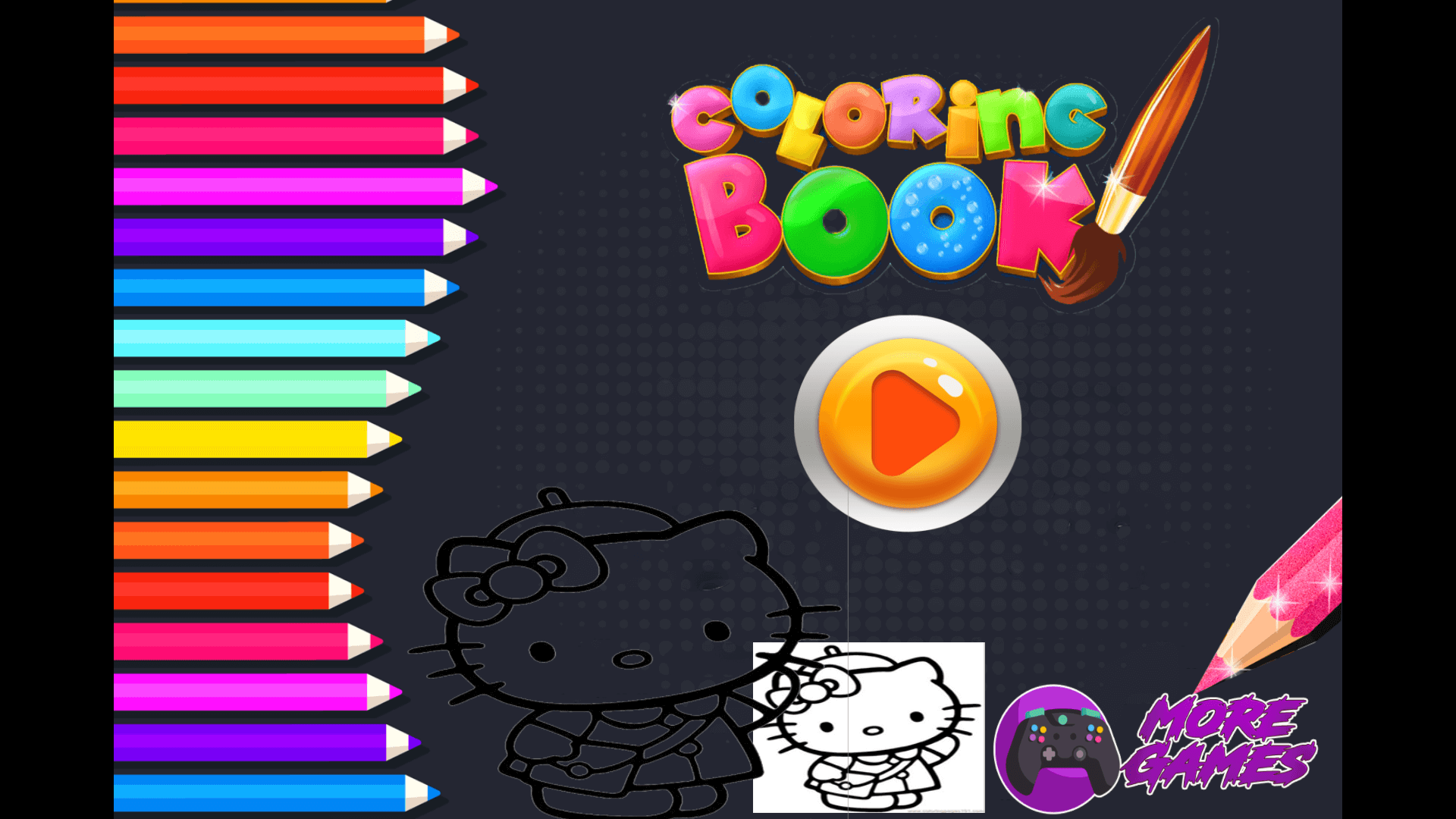 Hello Kitty coloring page with a simple color-by-number layout