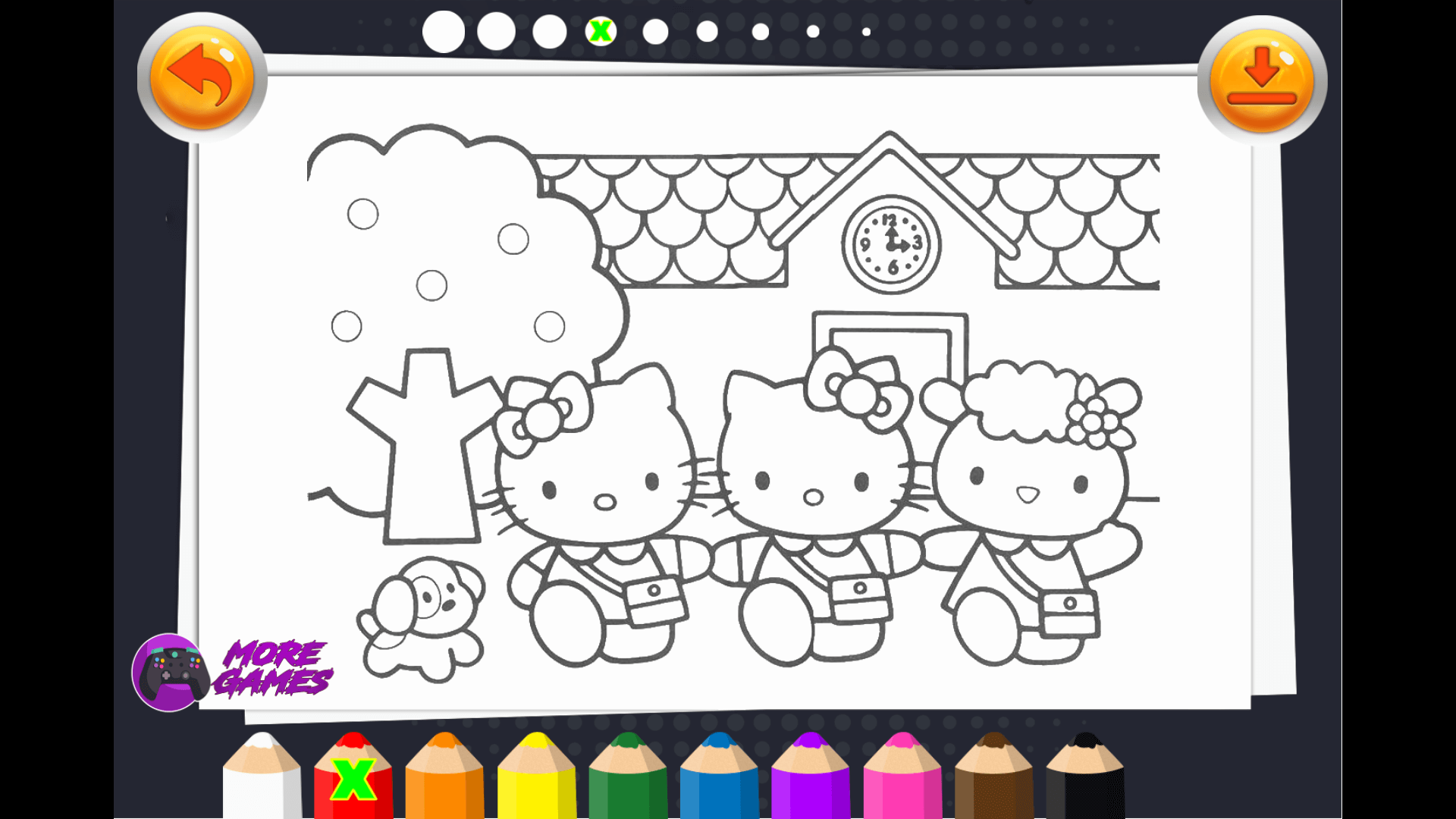 Completed colorful Hello Kitty artwork with vibrant backgrounds