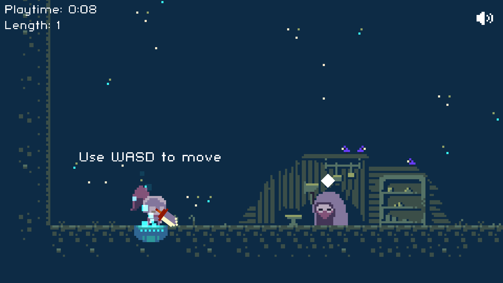 Deepest Sword pixel adventure game with player navigating caves
