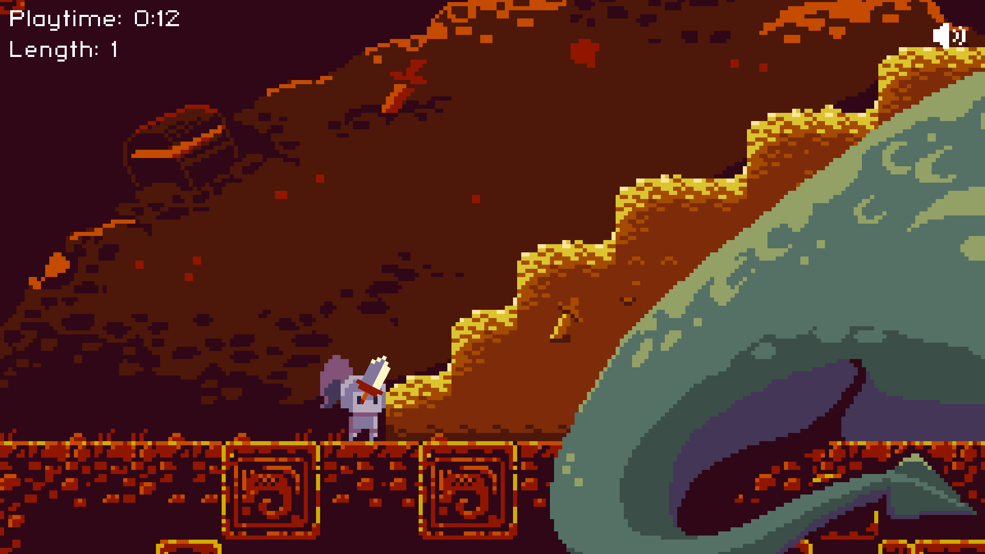 Deepest Sword pixel adventure game with player navigating caves1